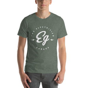 The Electrified Garage White Emblem Short-Sleeve Unisex T-Shirt - EV Origins