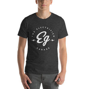 The Electrified Garage White Emblem Short-Sleeve Unisex T-Shirt - EV Origins