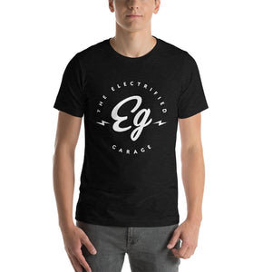 The Electrified Garage White Emblem Short-Sleeve Unisex T-Shirt - EV Origins