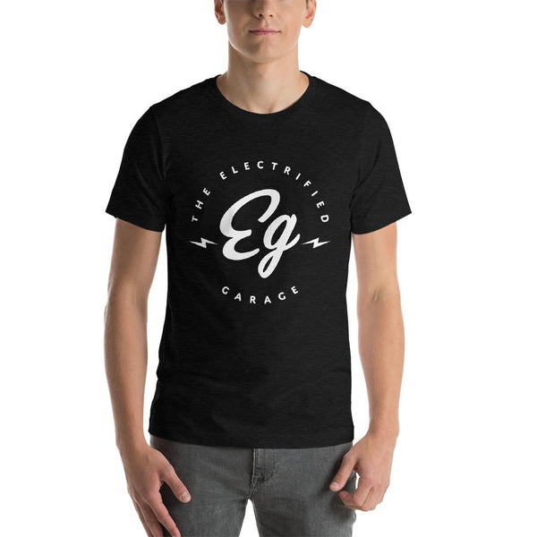 The Electrified Garage White Emblem Short-Sleeve Unisex T-Shirt - EV Origins