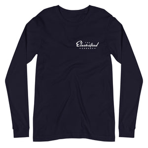 The Electrified Garage Long Sleeve White Logo Tee - EV Origins